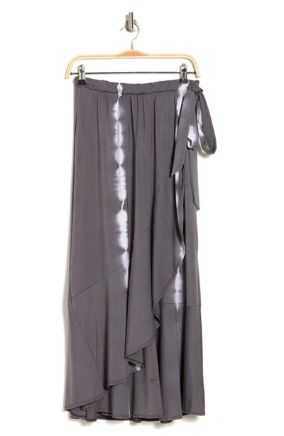 Go Couture Faux Wrap Midi Skirt In Charcoal