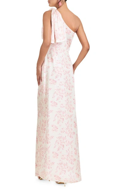 Shop Sachin & Babi One-shoulder A-line Gown In Rouge Rose Watercolor