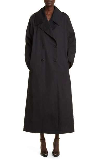 Shop The Row Cadel Oversize Stretch Cotton & Cashmere Double Breasted Trench Coat In Black