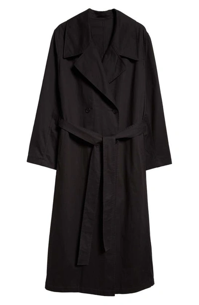 Shop The Row Cadel Oversize Stretch Cotton & Cashmere Double Breasted Trench Coat In Black
