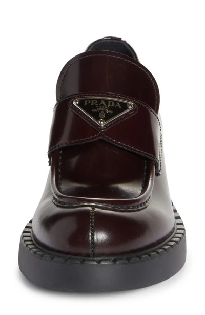 Shop Prada Triangle Logo Loafer In Brown