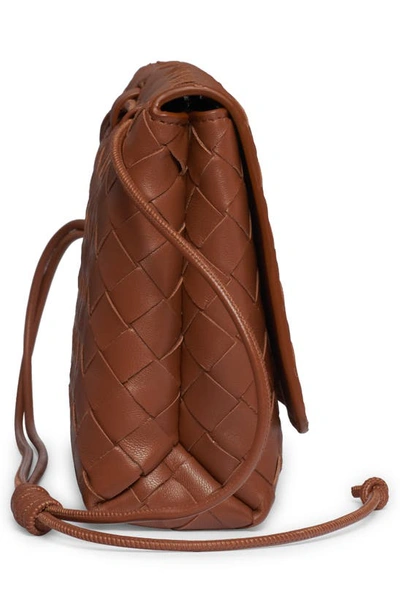 Shop Bottega Veneta Mini Intrecciato Leather Crossbody Bag In 2650 Wood-gold