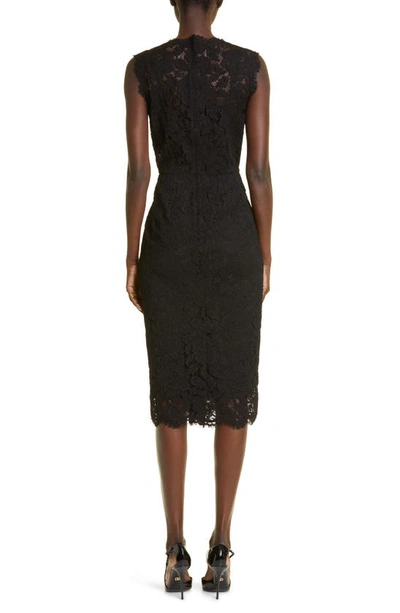 Shop Dolce & Gabbana Sleeveless Semisheer Lace Midi Dress In Black