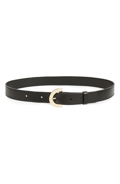 Shop Chloé C Buckle Leather Belt In Black