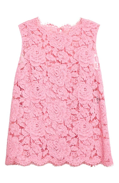 Dolce & Gabbana Sleeveless Lace Top In Bright Pink