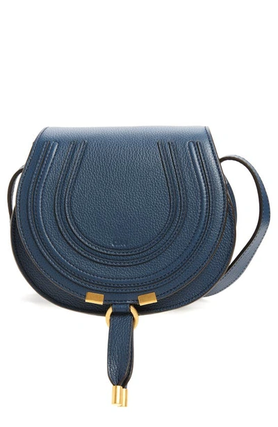 Shop Chloé Small Marcie Leather Crossbody Bag In Navy