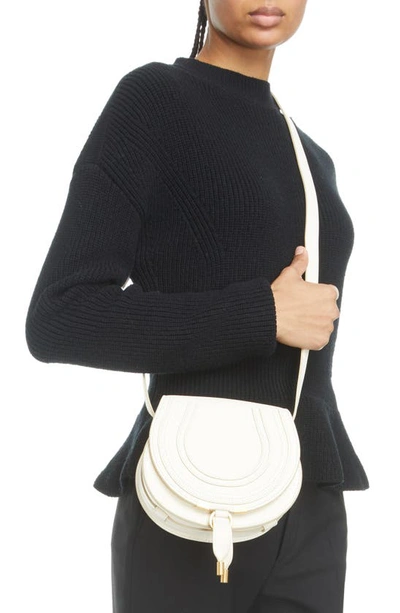 Shop Chloé Small Marcie Leather Crossbody Bag In Misty Ivory 110