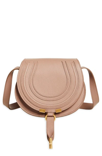 Shop Chloé Small Marcie Leather Crossbody Bag In Woodrose 527