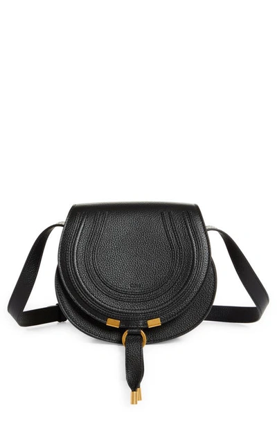 Shop Chloé Small Marcie Leather Crossbody Bag In Black