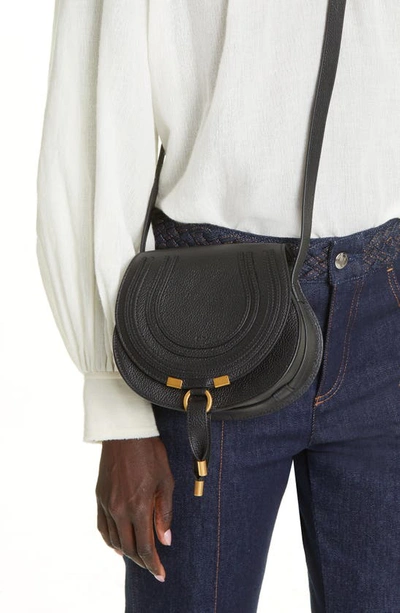 Chloé Women Small Marcie Saddle Bag In Grained Leather In Black
