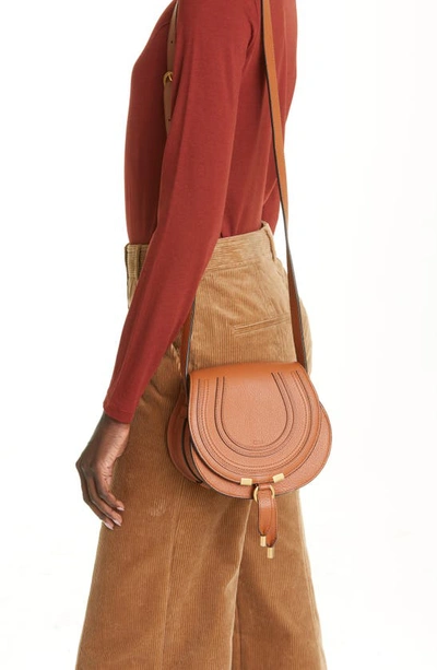 Shop Chloé Small Marcie Leather Crossbody Bag In Tan