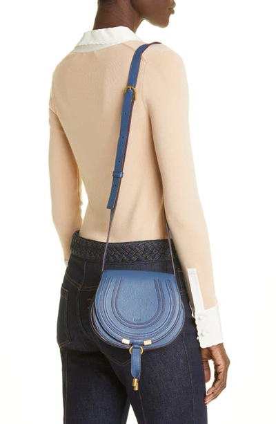 Shop Chloé Small Marcie Leather Crossbody Bag In Deep Denim