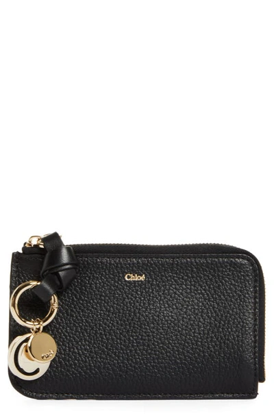 Shop Chloé Alphabet Zip Leather Card Holder In Black