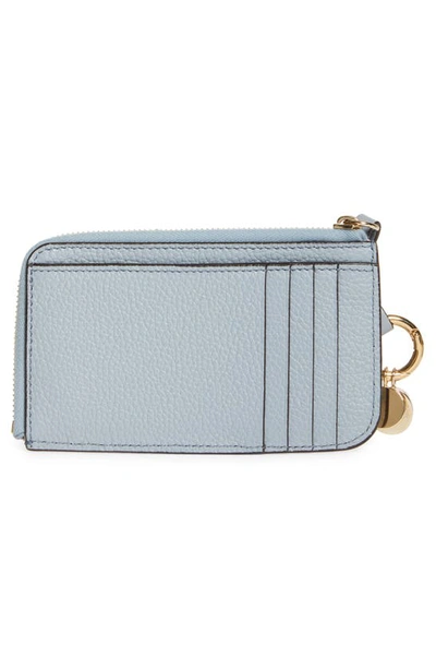 Shop Chloé Alphabet Zip Leather Card Holder In Storm Blue 41a