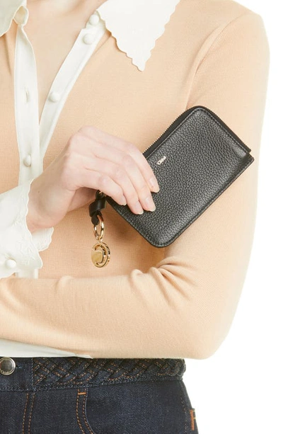 Shop Chloé Alphabet Zip Leather Card Holder In Black