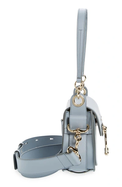 Shop Chloé Small Tess Leather Crossbody Bag In Storm Blue 41a