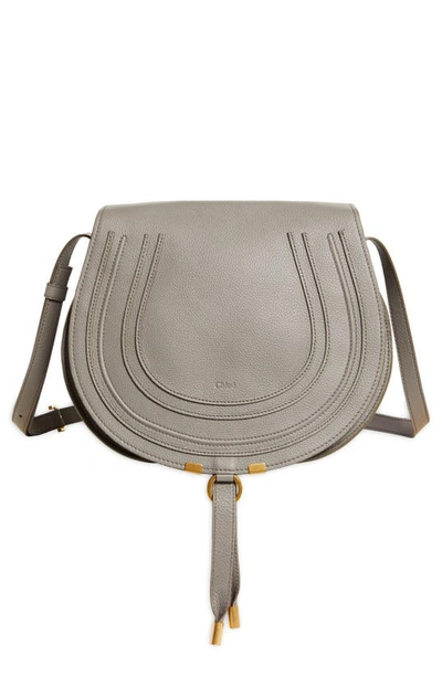 Shop Chloé Medium Marcie Leather Crossbody Bag In Cashmere Grey