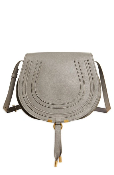 Chloé Marcie Small Crossbody Bag In Grained Calfskin In Cashmere Grey