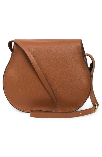 Shop Chloé Medium Marcie Leather Crossbody Bag In Tan