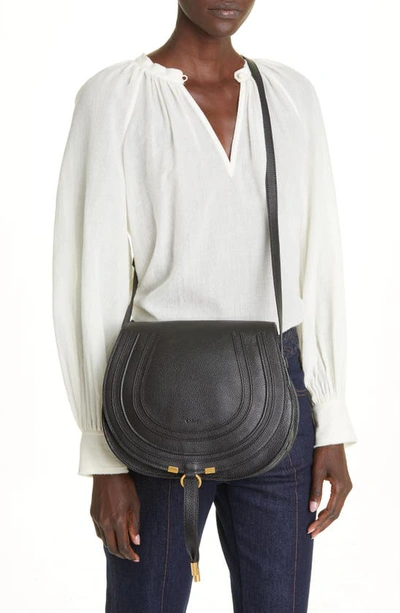 Shop Chloé Medium Marcie Leather Crossbody Bag In Black