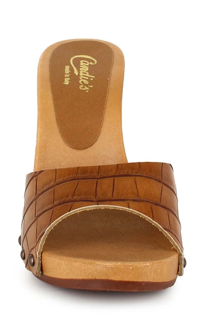 Shop Candies Antonella Slide Sandal In Tan Croco