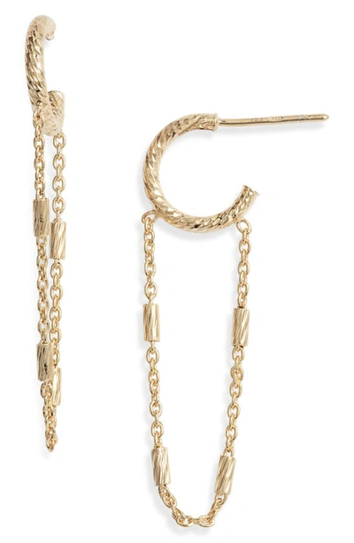 Shop Jennifer Zeuner Helmut Chain Huggie Hoop Earrings In 14k Yellow Gold Plated Silver