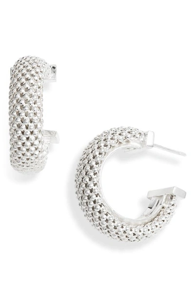 Shop Jennifer Zeuner Lucia Beaded Hoop Earrings In Sterling Silver