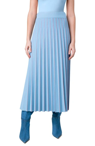 Akris Punto Midi Skirt Viscose Blend Stripe Int In Sky-red