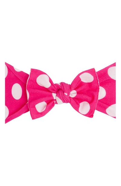 Shop Baby Bling Print Knot Headband In Hot Pink Polka Dot