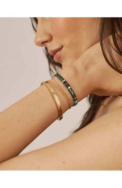 Shop Monica Vinader Delphi Malachite Friendship Bracelet In 18ct Gold Vermeil/ Ss