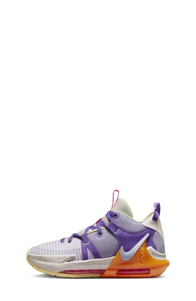 Shop Nike Kids' Lebron Witness 7 Basketball Shoe In Brown/ Grape/ Orange/ Blue