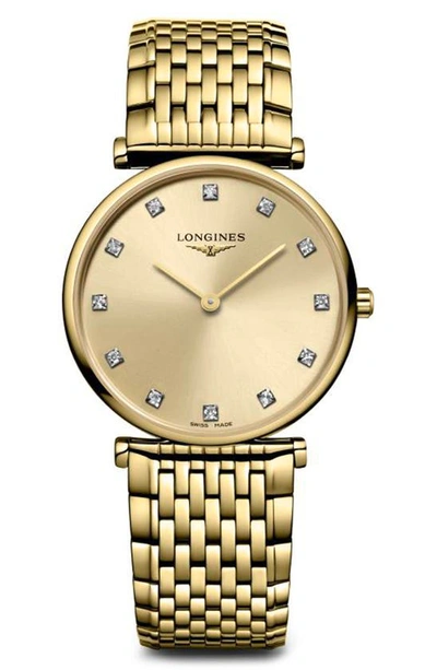 Shop Longines La Grande Classique De  Diamond Bracelet Watch, 29mm In Gold