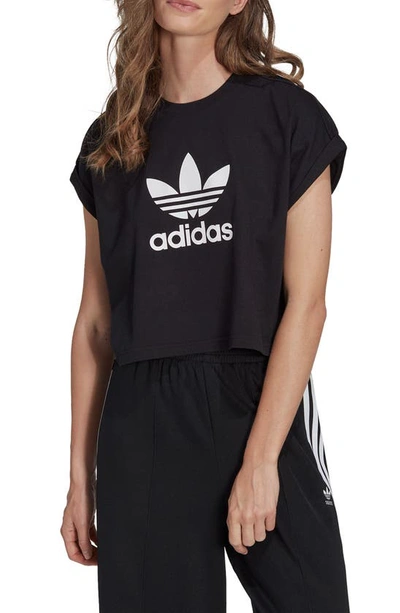 Shop Adidas Originals Lifestyle Trefoil Cotton Graphic T-shirt In Black