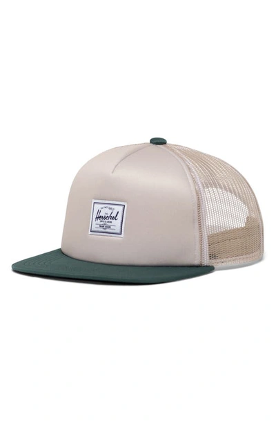 Shop Herschel Supply Co Whaler Mesh Trucker Hat In Light Pelican / Dark Forest