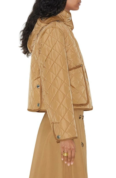 Shop Burberry Humbie Diamond Quilted Nylon Hooded Jacket In Archive Beige