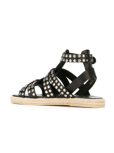 Saint Laurent Studded Open Toe Sandals In Черный | ModeSens