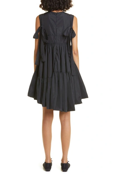 Shop Cecilie Bahnsen Divya Asymmetric Bubble Hem Recycled Faille Dress In Black
