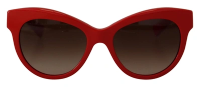 Shop Dolce & Gabbana Cat Eye Lens Floral Arm Shades Dg4215 Women's Sunglasses In Red