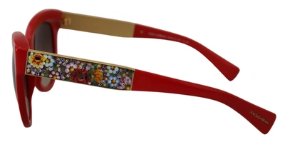 Shop Dolce & Gabbana Cat Eye Lens Floral Arm Shades Dg4215 Women's Sunglasses In Red