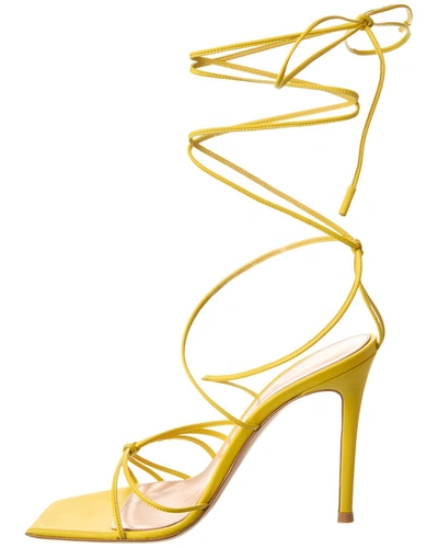 Shop Gianvito Rossi Sylvie 105 Leather Sandal In Yellow