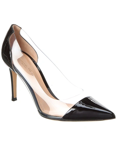 Shop Gianvito Rossi Plexi 85 Patent & Vinyl Pump In Black