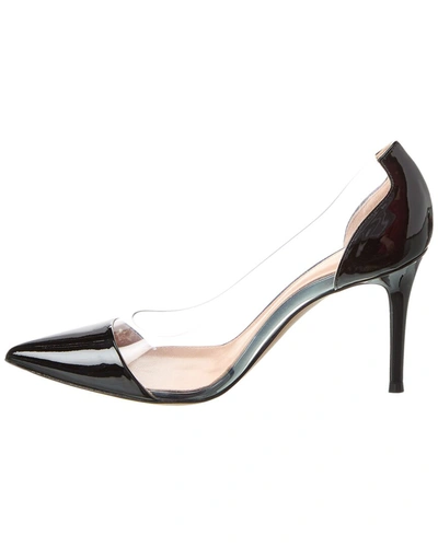 Shop Gianvito Rossi Plexi 85 Patent & Vinyl Pump In Black