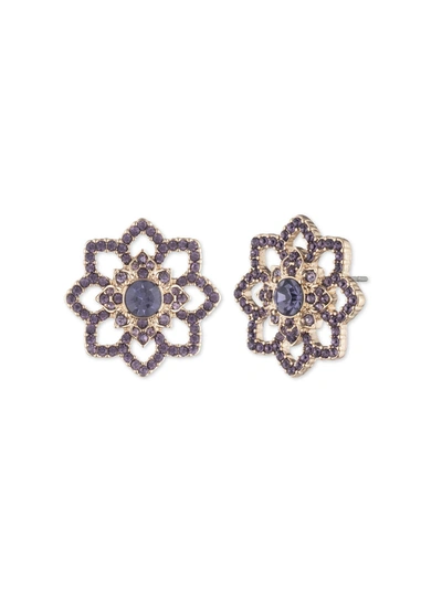 Marchesa Tanzanite Lace Floral Button In Tanzanite