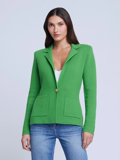 Shop L Agence Lacey Knit Blazer In Bright Green