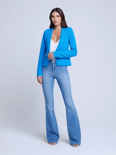 Shop L Agence Sofia Knit Blazer In Neon Blue