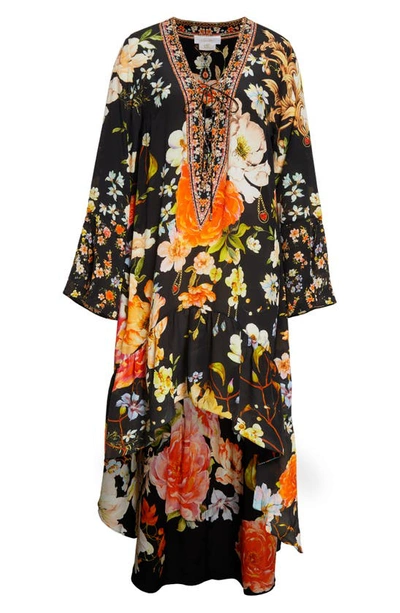 Camilla Secret History Long Sleeve Silk High-low Dress In Secret History