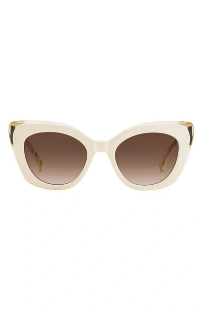 Shop Kate Spade Marigolds 51mm Gradient Cat Eye Sunglasses In Ivory/ Brown Gradient