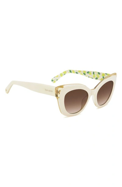 Shop Kate Spade Marigolds 51mm Gradient Cat Eye Sunglasses In Ivory/ Brown Gradient