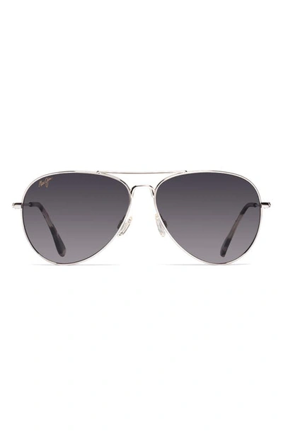 Maui Jim Mavericks Double-gradient Lenses Pilot-frame Sunglasses In Silver/ Neutral Grey