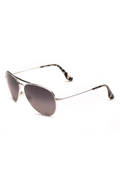 Maui Jim Mavericks Double-gradient Lenses Pilot-frame Sunglasses In Silver/ Neutral Grey